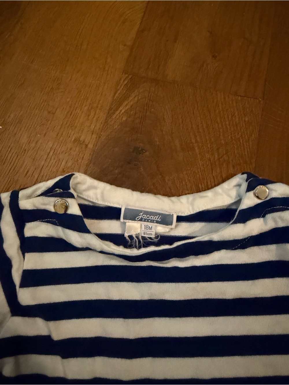 Jacadi Navy and White Striped Short Sleeve Tee